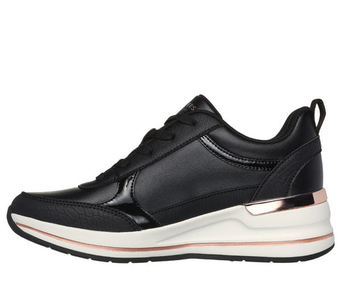 Pantofi sport, dama, SKECHERS BILLION-FINE SHINE 177345-BLK negru, piele ecologica